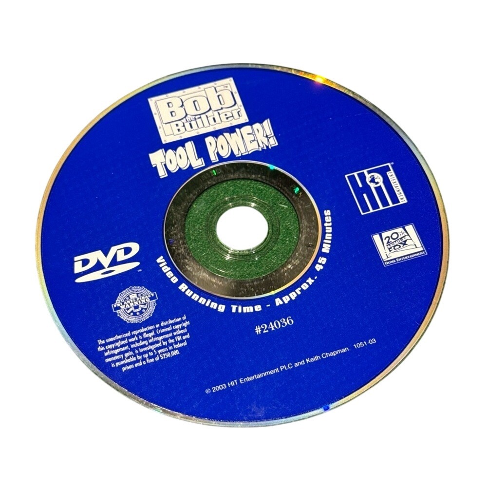 Bob the Builder Tool Power DVD 2003 HIT Entertainment Kids Movie Disc Only 24036